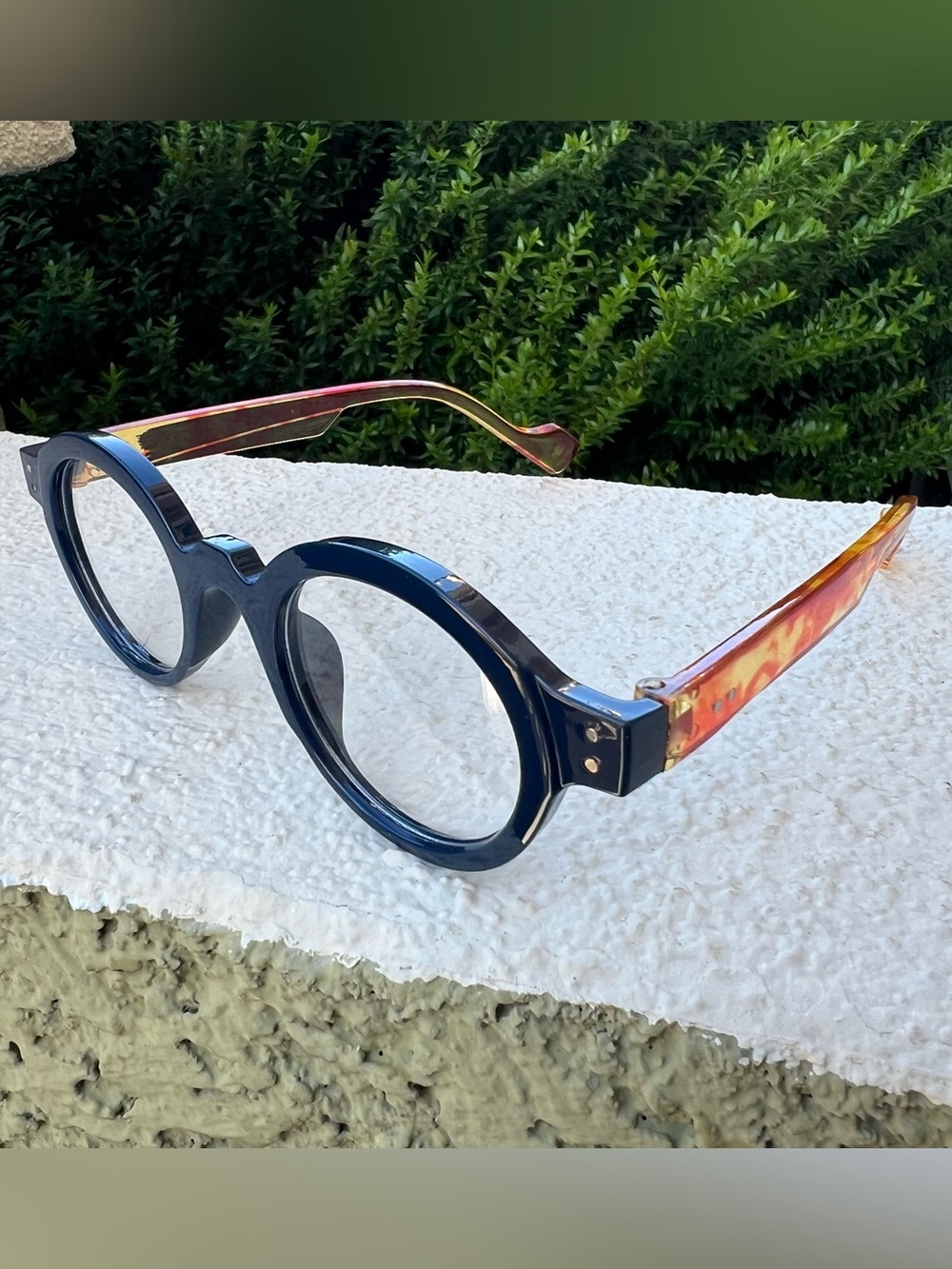 New! Stylish Blue & Orange Round Retro Full Rim Eyeglasses Fashion Glasses